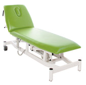 Apple green two section plinth with adjustable backrest and white frame, front angle view.
