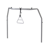 Harvest Healthcare Woburn Ultimate Bariatric Lifting Pole attached to bed frame, designed for patient mobility, side view.