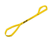 Black Leg Up leg lifter with two loops for lifting and positioning legs, shown flat on a surface, close-up.