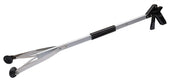 Black-handled folding grabber with trigger and rubber-tipped ends, designed for picking up items, side view.