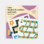 Snakes & Ladders and Ludo box with boards, playing pieces, dice, and a trophy image on the packaging, front view.