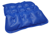 Blue Sumed Integrity Static Air Cushion with raised circular and star-shaped bumps, top view.
