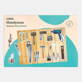 Relish Handyman Magnetic Picture Board with retro tool images for activities or display, board shown from the front.
