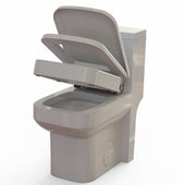 Ashby Lift Toilet Raiser with seat and lid raised, plain white background, front view.