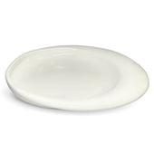 Green large scoop plate with a slightly uneven rim, designed to help with independent eating, top view.