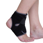 Kedley Aero-Tech Neoprene Advanced Ankle Support with Velcro straps on foot, in use side view.