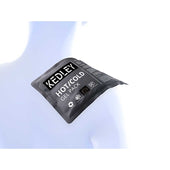 Black Kedley hot and cold gel pack on a pale abstract background, front view.