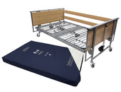 Woburn Community 1200 wide bed with blue Reflect 2 mattress, front view.