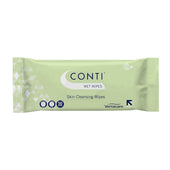 Conti Flushable Wet Cleansing Wipes 50 pack in green packaging, front view.