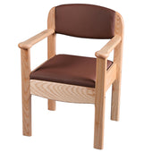 Royale Commode in ash and brown with padded armrests and sturdy frame, simple design, front angle.