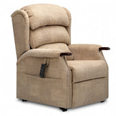 Repose Henley Bariatric Dual Motor Recliner Chair in Biscuit, padded backrest, remote control, supports up to 40 stone, front view.