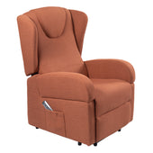 Beige Z-Tec Milan dual motor riser recliner chair with padded seat, wide armrests and remote in side pocket, front angle view.