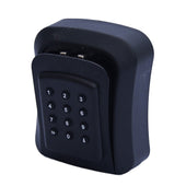 Black Lifemax key safe with numeric keypad, designed for storing keys securely, front view.