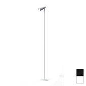 Black 5-in-1 rechargeable LED light with slim body, adjustable brightness, cylindrical head on round base, front angle.