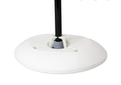 White round base with black pole for holding canes or sticks, Integrity Mobility Solutions Cane Caddy, close-up view.