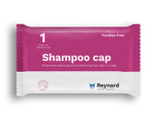 No Rinse Shampoo Cap by NRS in pink and white pack, paraben free, for cleaning hair without water, front view.