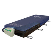 Apollo Pro Dynamic Mattress System with blue cover, digital controls, and heel protection, shown from a side angle.