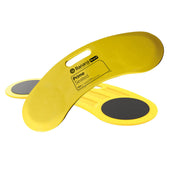 GBUK Banana Boards with black grip pads overlapping, used for seated transfers, top view.