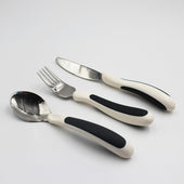 NRS Kura Care Adult Cutlery Set, ergonomic handles, shown on a plain white surface, top view.