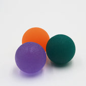 Three Homecraft Gel Ball Hand Exercisers with different resistance levels on a white background, front view.
