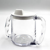 Homecraft Caring Mug with angled handles and spouted lid, shown on a plain background, front view.