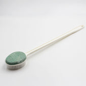Helping Hand foot scrub brush with pumice for cleaning and exfoliating feet, angled view.