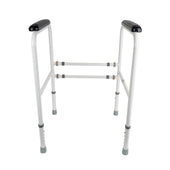 Homecraft Adjustable Toilet Surround with height- and width-adjustable frame and padded armrests, front view.