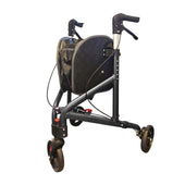 Urathon Alto lightweight 3 wheel rollator with hand brakes, storage bag and sturdy frame, white background, front view.