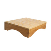 Gordon Ellis Bamberry Bath Step with lattice top and curved edges, used for holding items, angled view.