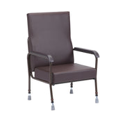 Drive Barkby Bariatric High Back Chair with padded seat, metal frame, armrests and adjustable legs on white background, front view.