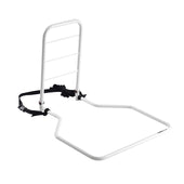 Beaufort bed rail with a securing strap for a divan bed, side view.