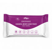 Nilaqua Biodegradable Hand, Body and Face Wet Wipes pack of 30 for personal hygiene, front view.