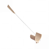 Homecraft Brevetti sock and stocking aid with a long handle and contoured plastic cradle, front view.