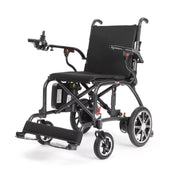 Dash Rehab Dash Carbon Pro Plus Powerchair with joystick armrest control and large rear wheels, side view.