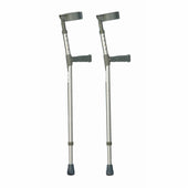 Drive Double Adjustable Aluminium Forearm Crutches with lightweight frames and handgrips and cuffs, front view.