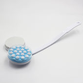 Homecraft Dual Function Lotion and Cream Applicator with long handle and round textured head, for massaging or applying lotion, side view.