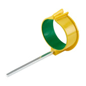 Easi-Grip Arm Support Cuff with plastic clamp and metal rod for garden tasks, side view.