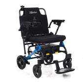 Electron Folding Powerchair with joystick controller and seat, three-quarter view.