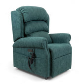 Repose Seating ErgoRise Dual Motor Tilt-In-Space Chair with padded backrest, armrests, adjustable headrest and remote, front view.