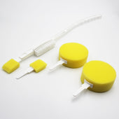 Homecraft Foot Brush & Sponge with three foam swabs and a bristled brush with contoured handle, flat lay view.