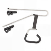 GRIPO Bed Hoist with adjustable metal rods and clamps for support, wheelchair accessory, side view.