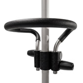 GRIPO Circular Grip 360° Support Ring with anti-slip handle on a metal medical support pole, close-up.