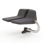 GRIPO Collapsible Seat with padded dual seat and curved metal support pole, side view.
