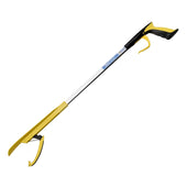 Helping Hand Shoe Helper reacher tool with trigger handle and claw grip for putting on shoes, side view.