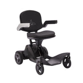 Urathon Hero Carbon Fibre Powerchair with three wheels, armrests, compact seat and airline-friendly battery, side view.