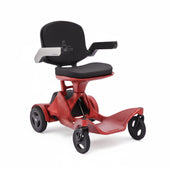 Urathon Hero Carbon Fibre Powerchair with armrests, cushioned seat and airline-friendly battery on white background, front view.