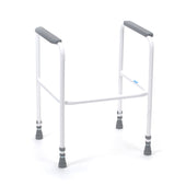 Drive Kibworth Toilet Frame with armrests and height-adjustable legs, front view.