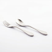 Buckingham Knork and Spoon Child Set for ages 3 plus, placed side by side on a plain white surface, top view.