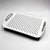 Homecraft lap tray with non-slip mat, handles on sides and grid of holes, suitable as a stable work surface, top view.