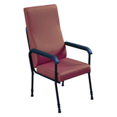 Aidapt Longfield height adjustable chair with armrests, lumbar support and black frame, ergonomic design, front view.